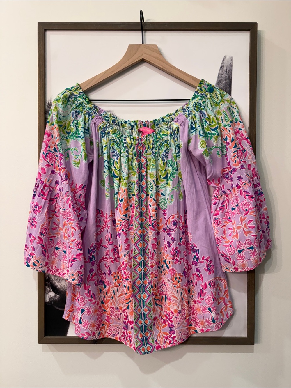 💜💚🧡 Lilly Pulitzer Nevie Off-The-Shoulder Top